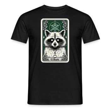Tarotkarte Der Teufel XV, Tarot Karte Waschbär - Männer T-Shirt - Schwarz - Vorne - AI Model Male 178 light (178cm)