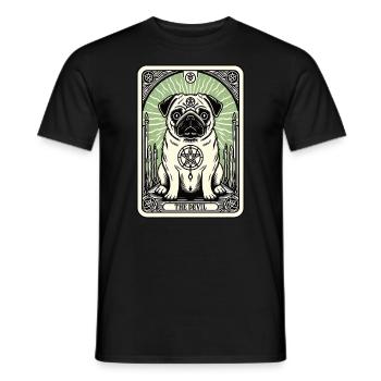Tarot Card The Devil XV, Tarot Card Pug Dog - Men's T-Shirt - black - Front - AI Model Male 178 light (178cm)
