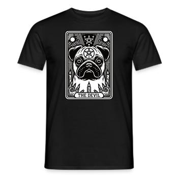 Tarot Card The Devil XV, Tarot Card Pug Dog - Men's T-Shirt - black - Front - AI Model Male 178 light (178cm)