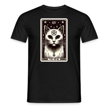Tarot Card The Devil XV, Tarot Card Cat - Men's T-Shirt - black - Front - AI Model Male 178 light (178cm)