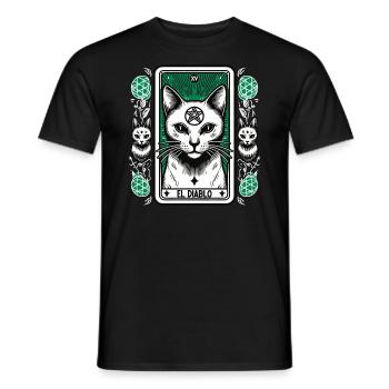 Tarot Card The Devil XV, Tarot Card Cat - Men's T-Shirt - black - Front - AI Model Male 178 light (178cm)
