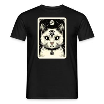 Tarot Card The Devil XV, Tarot Card Cat - Men's T-Shirt - black - Front - AI Model Male 178 light (178cm)