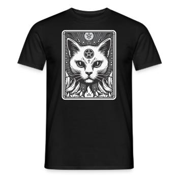 Tarot Card The Devil XV, Tarot Card Cat - Men's T-Shirt - black - Front - AI Model Male 178 light (178cm)