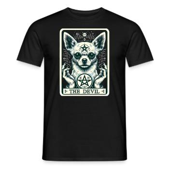 Carte de tarot Le Diable XV, Carte de tarot Chihuahua - T-shirt homme - noir - Devant - AI Model Male 178 light (178cm)