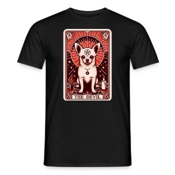 Tarot Card The Devil XV, Tarot Card Chihuahua - Men's T-Shirt - black - Front - AI Model Male 178 light (178cm)