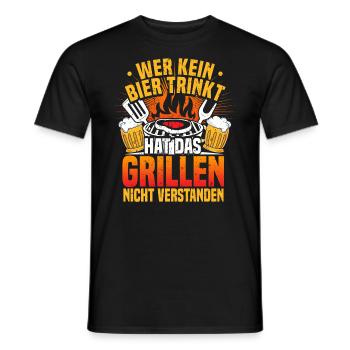 Bière, dicton buveur de bière, barbecue amateur de bière - T-shirt homme - noir - Devant - AI Model Male 178 light (178cm)