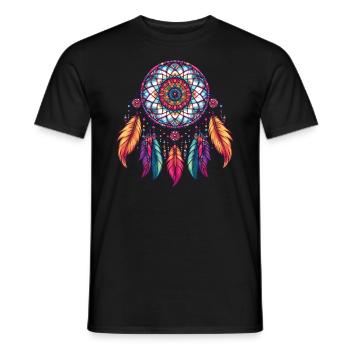 Native American Native Dreamcatcher - Men's T-Shirt - black - Front - AI Model Male 178 light (178cm)