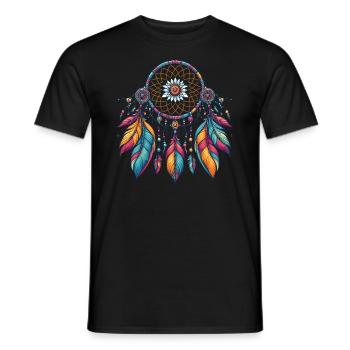 Native American Native Dreamcatcher - Men's T-Shirt - black - Front - AI Model Male 178 light (178cm)