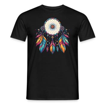 Native American Native Dreamcatcher - Men's T-Shirt - black - Front - AI Model Male 178 light (178cm)