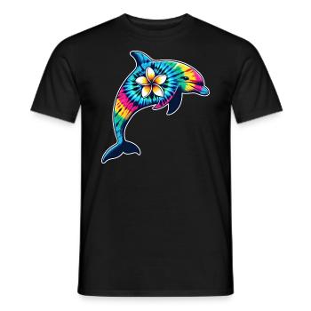 Tie Dye Delfinurlaub 2024 Hawaii - Männer T-Shirt - Schwarz - Vorne - AI Model Male 178 light (178cm)