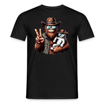 Lunettes de soleil Bigfoot et chat drôle cryptide - T-shirt homme - noir - Devant - AI Model Male 178 light (178cm)
