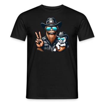 Lunettes de soleil Bigfoot et chat drôle cryptide - T-shirt homme - noir - Devant - AI Model Male 178 light (178cm)