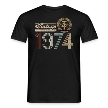Édition Limitée Vintage, RDA, 1974 Anniversaire - T-shirt homme - noir - Devant - AI Model Male 178 light (178cm)