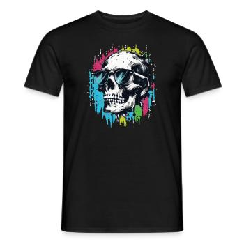 Skull with sunglasses Skull with lots - Men's T-Shirt - black - Front - AI Model Male 178 light (178cm)