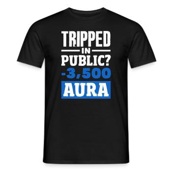 Trébuché en public ? -3500 Aura - T-shirt homme - noir - Devant - AI Model Male 178 light (178cm)