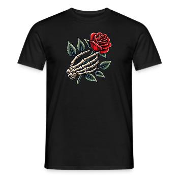 Skeleton Hand Holding Rose Retro Rose Graphic - Men's T-Shirt - black - Front - AI Model Male 178 light (178cm)