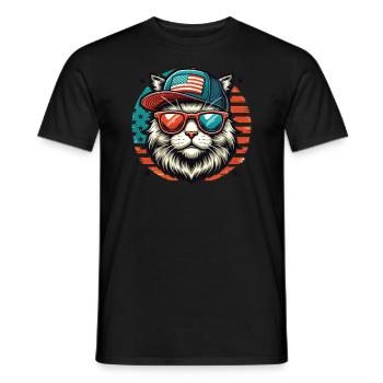 Life is better with Cats Usa - Men's T-Shirt - black - Front - AI Model Male 178 light (178cm)