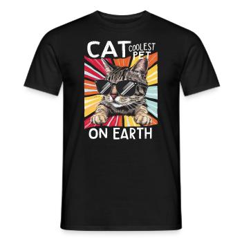 Cat Coolest Pet On Earth Retro Sunglasses Funny - Männer T-Shirt - Schwarz - Vorne - AI Model Male 178 light (178cm)