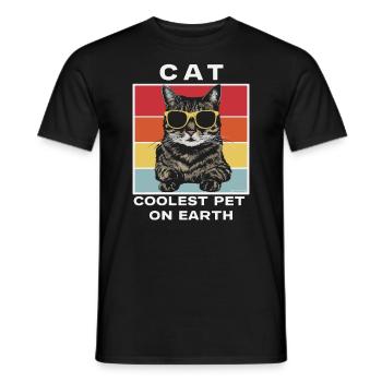 Cat Coolest Pet On Earth Retro Sunglasses Funny - Männer T-Shirt - Schwarz - Vorne - AI Model Male 178 light (178cm)