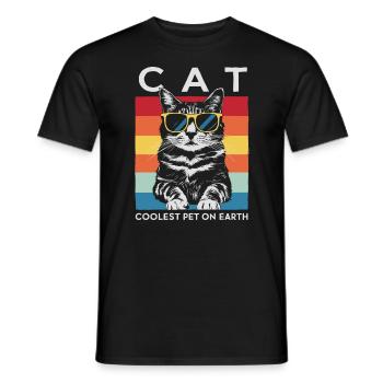 Cat Coolest Pet On Earth Retro Sunglasses Funny - Männer T-Shirt - Schwarz - Vorne - AI Model Male 178 light (178cm)