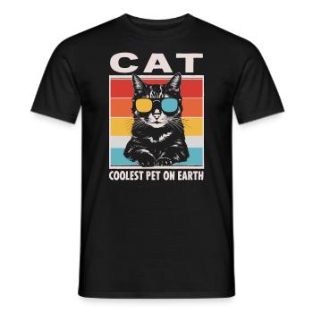 Cat Coolest Pet On Earth Retro Sunglasses Funny - Männer T-Shirt - Schwarz - Vorne - AI Model Male 178 light (178cm)