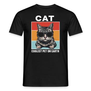 Cat Coolest Pet On Earth Retro Sunglasses Funny - Männer T-Shirt - Schwarz - Vorne - AI Model Male 178 light (178cm)