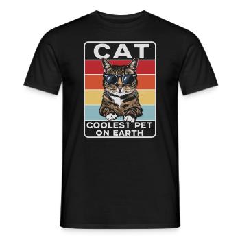 Cat Coolest Pet On Earth Retro Sunglasses Funny - Männer T-Shirt - Schwarz - Vorne - AI Model Male 178 light (178cm)