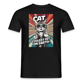 Cat Coolest Pet On Earth Retro Sunglasses Funny - Männer T-Shirt - Schwarz - Vorne - AI Model Male 178 light (178cm)