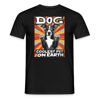 Dog Coolest Pet On Earth Retro Sunglasses Funny - Men's T-Shirt - black - Front - AI Model Male 178 light (178cm)