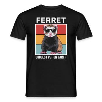 Ferret Coolest Pet On Earth Retro Sunglasses - Men's T-Shirt - black - Front - AI Model Male 178 light (178cm)