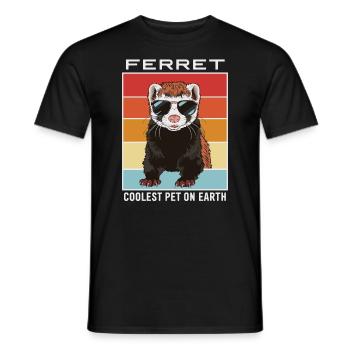 Ferret Coolest Pet On Earth Retro Sunglasses - Men's T-Shirt - black - Front - AI Model Male 178 light (178cm)