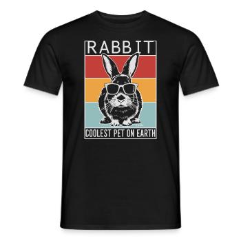 Rabbit Coolest Pet On Earth Retro Sunglasses - Men's T-Shirt - black - Front - AI Model Male 178 light (178cm)