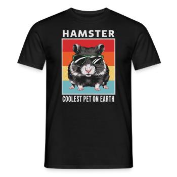 Hamster Coolest Pet On Earth Retro Sunglasses - Men's T-Shirt - black - Front - AI Model Male 178 light (178cm)