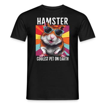 Hamster Coolest Pet On Earth Retro Sunglasses - Men's T-Shirt - black - Front - AI Model Male 178 light (178cm)