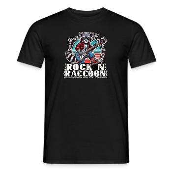 Wilde Seite Mit Unserem Rock N‘ Raccoon - Männer T-Shirt - Schwarz - Vorne - AI Model Male 178 light (178cm)
