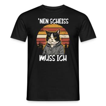 Funny cat saying: I have to give a shit - Men's T-Shirt - black - Front - AI Model Male 178 light (178cm)