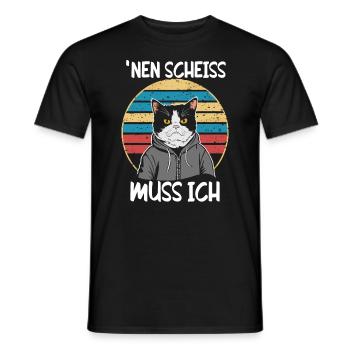 Funny cat saying: I have to give a shit - Men's T-Shirt - black - Front - AI Model Male 178 light (178cm)