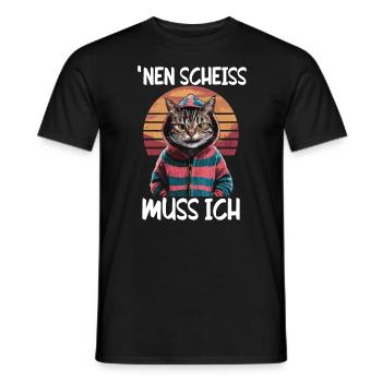 Funny cat saying: I have to give a shit - Men's T-Shirt - black - Front - AI Model Male 178 light (178cm)