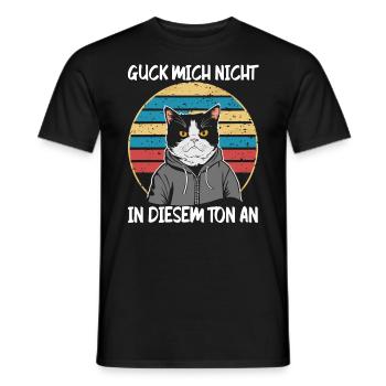 Lustiger Katzen Spruch Guck mich nicht in diesem - Männer T-Shirt - Schwarz - Vorne - AI Model Male 178 light (178cm)