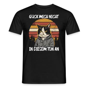 Lustiger Katzen Spruch Guck mich nicht in diesem - Männer T-Shirt - Schwarz - Vorne - AI Model Male 178 light (178cm)