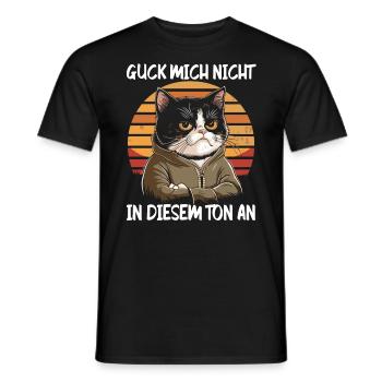 Lustiger Katzen Spruch Guck mich nicht in diesem - Männer T-Shirt - Schwarz - Vorne - AI Model Male 178 light (178cm)