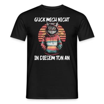Lustiger Katzen Spruch Guck mich nicht in diesem - Männer T-Shirt - Schwarz - Vorne - AI Model Male 178 light (178cm)