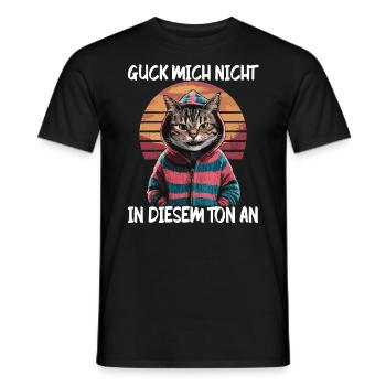 Lustiger Katzen Spruch Guck mich nicht in diesem - Männer T-Shirt - Schwarz - Vorne - AI Model Male 178 light (178cm)