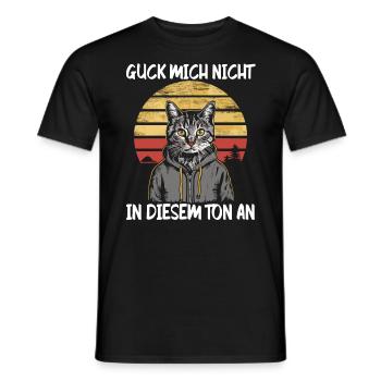 Lustiger Katzen Spruch Guck mich nicht in diesem - Männer T-Shirt - Schwarz - Vorne - AI Model Male 178 light (178cm)