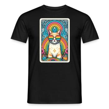Carte de Tarot, Chat, L’Allié, Arc-en-ciel, Chat LGBTQ - T-shirt homme - noir - Devant - AI Model Male 178 light (178cm)