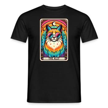Carte de Tarot, Chat, L’Allié, Arc-en-ciel, Chat LGBTQ - T-shirt homme - noir - Devant - AI Model Male 178 light (178cm)