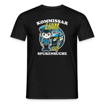 Kommissar Liam Spurensuche - Männer T-Shirt - Schwarz - Vorne - AI Model Male 178 light (178cm)
