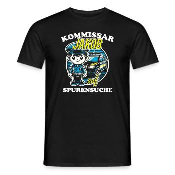Kommissar Jakob Spurensuche - Männer T-Shirt - Schwarz - Vorne - AI Model Male 178 light (178cm)