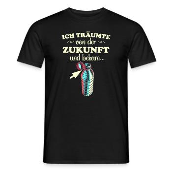 Ich träumte von der Zukunft und bekam feste Deckel - Männer T-Shirt - Schwarz - Vorne - AI Model Male 178 light (178cm)
