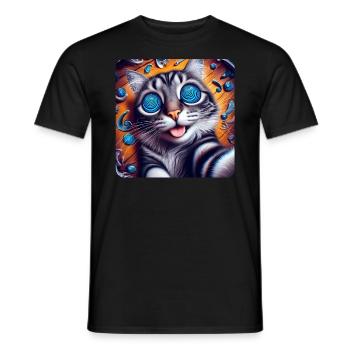 Chats Selfie, Weirdcore Nerd Photographie Chat - T-shirt homme - noir - Devant - AI Model Male 178 light (178cm)